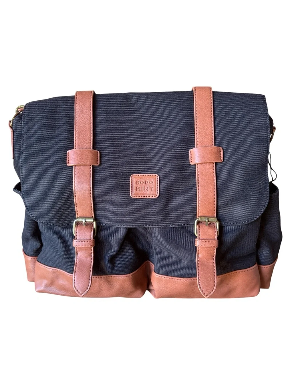 Bodomint Gender Neutral Nylon Vegan Leather Laptop Diaper Bag Multi Use Bag